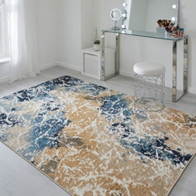 Modern Easy to Clean Abstract Multi Contemporary Rug for Dining Room-120cm X 170cm