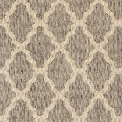 Modern Easy to Clean Anti-Slip Geometric Flatweave Grey Brown Rug for Dining Rug-60cm X 110cm
