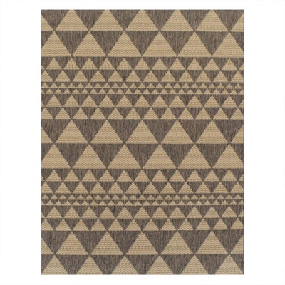 Modern Easy to Clean Flatweave Anti-Slip Geometric Grey Rug for Dining Rug-80cm X 150cm