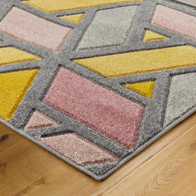 Modern Easy to Clean Geometric Rug for Dining Room-80cm X 150cm