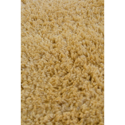 Modern Easy to Clean Gold Plain Shaggy Rug for Living Room and Bedroom ...