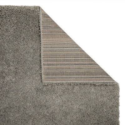 Modern Easy to Clean Grey Plain Shaggy Rug for Dining Rug-200cm X 285cm