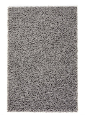 Modern Easy to Clean Grey Plain Shaggy Rug for Dining Rug-200cm X 285cm