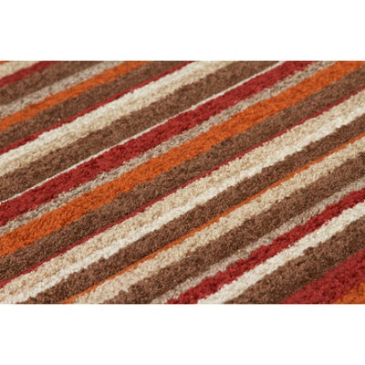 Modern Easy to Clean Multicoloured Striped Rug for Dining Room-80cm X 150cm