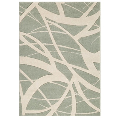 Modern Easy to Clean Optical 3D Green Abstract Rug for Dining Room-120cm X 170cm