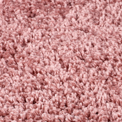 Modern Easy to Clean Pink Plain Shaggy Rug for Dining Rug-160cm X 230cm