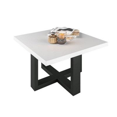 Modern Eko 98 Coffee Table 750mm in White & Black - Minimalist Living Room Essential H440mm D750mm