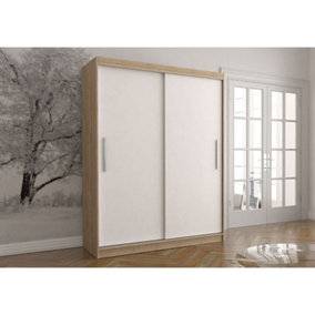 Modern Elegance -  Vista 04 Sliding Door Wardrobe - Oak Sonoma with White Doors  - (H)2000mm x (W)1500mm x (D)610mm