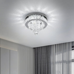 Modern Elegant Chrome Finish Crystal Round LED Ceiling Light