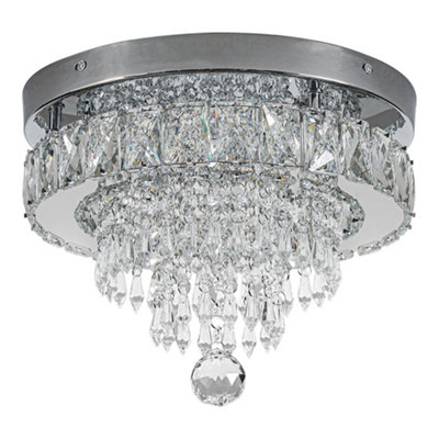 Modern Elegant Crystal Round LED Ceiling Light Cool White Light 18W 30cm Dia