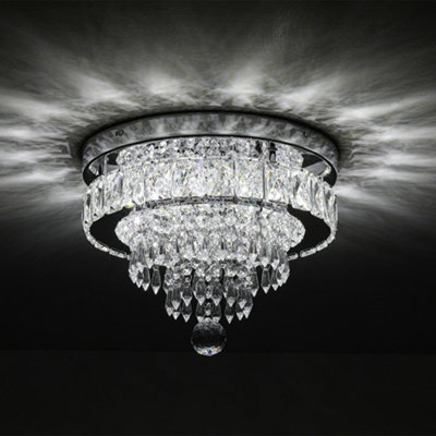 Modern Elegant Crystal Round LED Ceiling Light Cool White Light 18W 30cm Dia