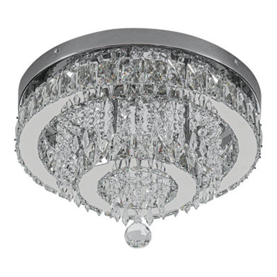 Modern Elegant Crystal Round LED Ceiling Light Cool White Light 36W 40cm Dia