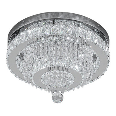 Modern Elegant Crystal Round LED Ceiling Light Cool White Light 36W 40cm Dia