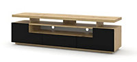 Modern Eva TV Cabinet in Oak Artisan and Black with LED W1800mm x H510mm x D420mm