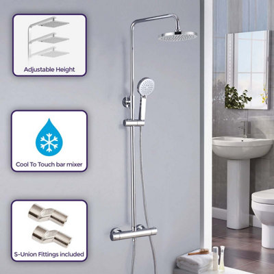 Modern Exposed Cool Touch Thermostatic Shower With Shower Head & Handheld