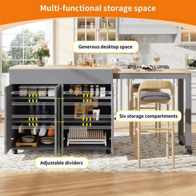 Modern Extendable Bar Table, Extendable Dining Table with Storage, with ...