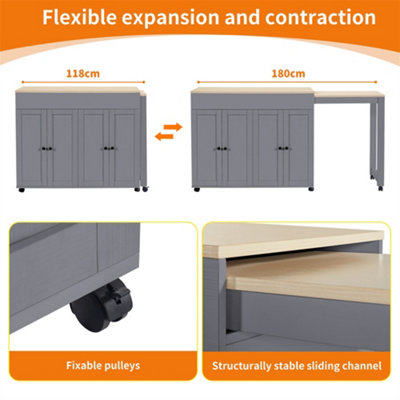 Modern Extendable Bar Table, Extendable Dining Table with Storage, with ...