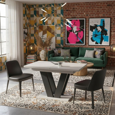 Modern Extendable Dining Table LARA 130 to 210 cm Cashmere