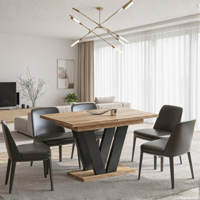 Modern Extendable Dining Table LARA 130 to 210 cm Craft Oak