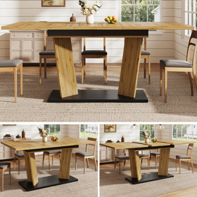 Modern Extendable Dining Table - Oak Effect, 120-160cm