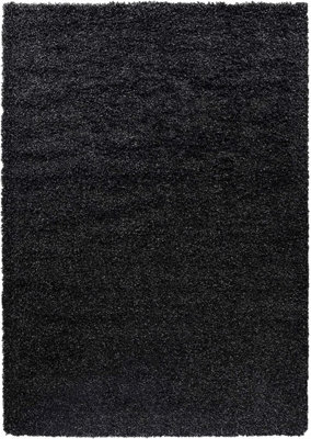 Modern Extra Large Small Soft 5cm High Pile Shaggy Non Slip Bedroom Living Room Carpet Runner Area Rug - Anthracite 80 x 150 cm