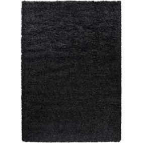 Modern Extra Large Small Soft 5cm High Pile Shaggy Non Slip Bedroom Living Room Carpet Runner Area Rug - Anthracite 80 x 150 cm