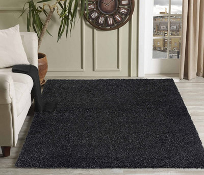 Modern Extra Large Small Soft 5cm Shaggy Non Slip Bedroom Living Room Carpet Runner Area Rug - Anthracite 120 x 170 cm