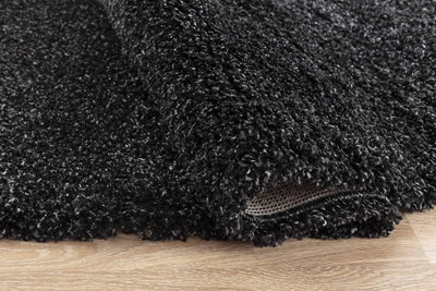 Modern Extra Large Small Soft 5cm Shaggy Non Slip Bedroom Living Room Carpet Runner Area Rug - Anthracite 120 x 170 cm