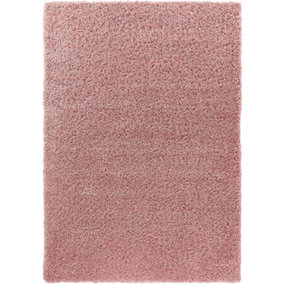 Modern Extra Large Small Soft 5cm Shaggy Non Slip Bedroom Living Room Carpet Runner Area Rug - Baby Pink 120 x 170 cm