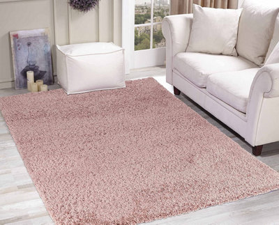 Modern Extra Large Small Soft 5cm Shaggy Non Slip Bedroom Living Room Carpet Runner Area Rug - Baby Pink 120 x 170 cm