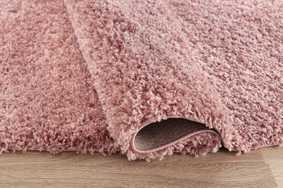 Modern Extra Large Small Soft 5cm Shaggy Non Slip Bedroom Living Room Carpet Runner Area Rug - Baby Pink 160 x 230 cm
