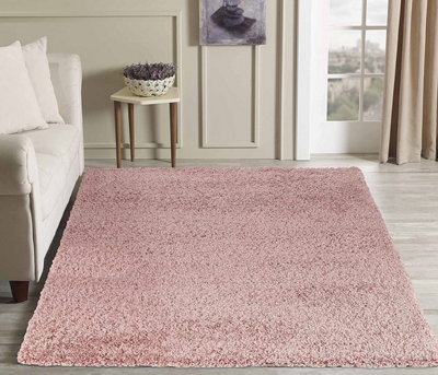 Modern Extra Large Small Soft 5cm Shaggy Non Slip Bedroom Living Room Carpet Runner Area Rug - Baby Pink 80 x 150 cm