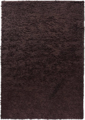 Modern Extra Large Small Soft 5cm Shaggy Non Slip Bedroom Living Room Carpet Runner Area Rug - Brown 120 x 170 cm