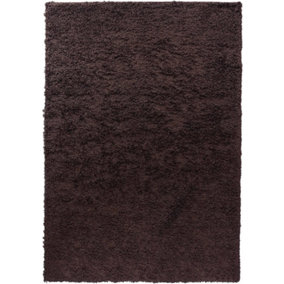 Modern Extra Large Small Soft 5cm Shaggy Non Slip Bedroom Living Room Carpet Runner Area Rug - Brown 120 x 170 cm