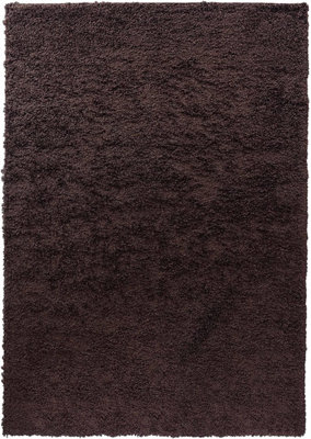 Modern Extra Large Small Soft 5cm Shaggy Non Slip Bedroom Living Room Carpet Runner Area Rug - Brown 160 x 230 cm