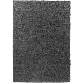 Modern Extra Large Small Soft 5cm Shaggy Non Slip Bedroom Living Room Carpet Runner Area Rug - Dark Grey 120 x 170 cm