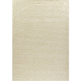 Modern Extra Large Small Soft 5cm Shaggy Non Slip Bedroom Living Room Carpet Runner Area Rug - Ivory 120 x 170 cm