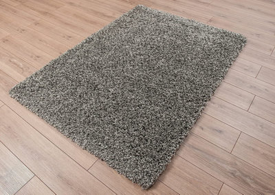 Modern Extra Large Small Soft 5cm Shaggy Non Slip Bedroom Living Room Carpet Runner Area Rug - Mixed Grey 60 x 110 cm
