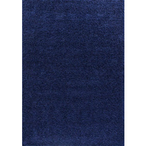 Modern Extra Large Small Soft 5cm Shaggy Non Slip Bedroom Living Room Carpet Runner Area Rug - Navy Blue 160 x 230 cm