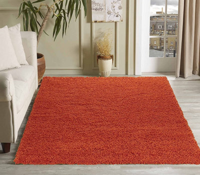 Modern Extra Large Small Soft 5cm Shaggy Non Slip Bedroom Living Room Carpet Runner Area Rug - Orange 80 x 150 cm