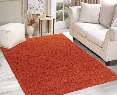 Modern Extra Large Small Soft 5cm Shaggy Non Slip Bedroom Living Room Carpet Runner Area Rug - Orange 80 x 150 cm