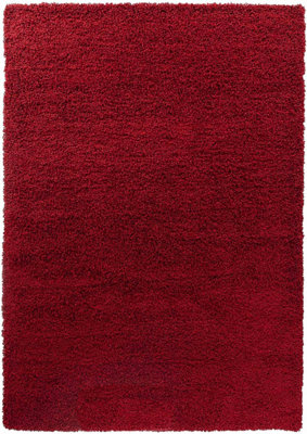 Modern Extra Large Small Soft 5cm Shaggy Non Slip Bedroom Living Room Carpet Runner Area Rug - Red 120 x 170 cm