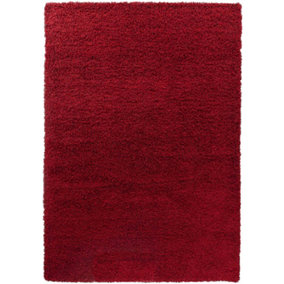 Modern Extra Large Small Soft 5cm Shaggy Non Slip Bedroom Living Room Carpet Runner Area Rug - Red 120 x 170 cm