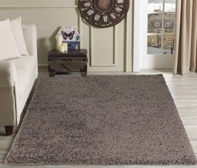 Modern Extra Large Small Soft 5cm Shaggy Non Slip Bedroom Living Room Carpet Runner Area Rug - Taupe 60 x 110 cm