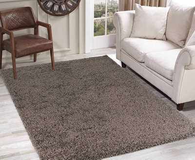 Modern Extra Large Small Soft 5cm Shaggy Non Slip Bedroom Living Room Carpet Runner Area Rug - Taupe 60 x 110 cm