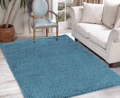 Modern Extra Large Small Soft 5cm Shaggy Non Slip Bedroom Living Room Carpet Runner Area Rug - Teal 120 x 170 cm