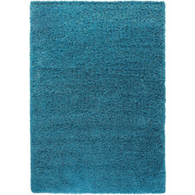 Modern Extra Large Small Soft 5cm Shaggy Non Slip Bedroom Living Room Carpet Runner Area Rug - Teal 160 x 230 cm