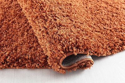 Modern Extra Large Small Soft 5cm Shaggy Non Slip Bedroom Living Room Carpet Runner Area Rug - Terracotta 80 x 150 cm