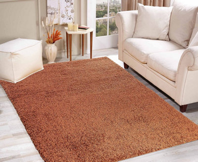 Modern Extra Large Small Soft 5cm Shaggy Non Slip Bedroom Living Room Carpet Runner Area Rug - Terracotta 80 x 150 cm