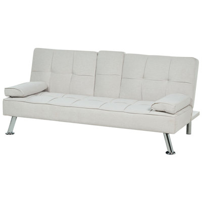 Modern Fabric Sofa Bed Beige ROXEN